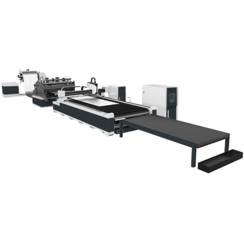 Linha de corte a laser a partir de bobinas de aço - FIBER LF3015RL  alimentador de chapas