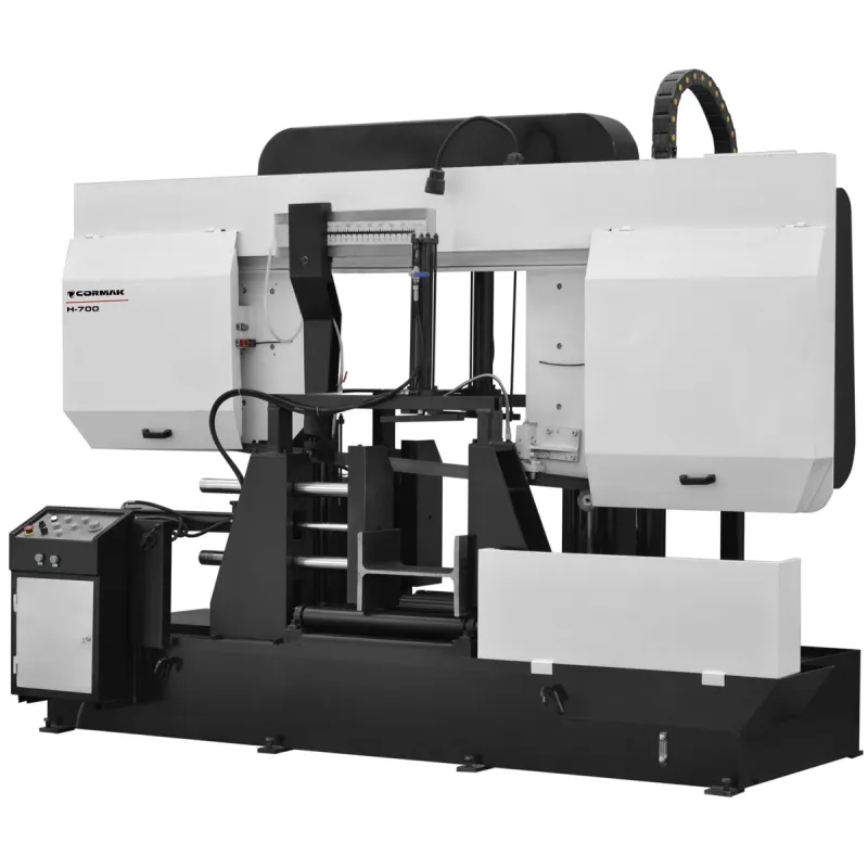 Serra de fita industrial semiautomática de duas colunas, serra de fita para metal CORMAK H-65/80