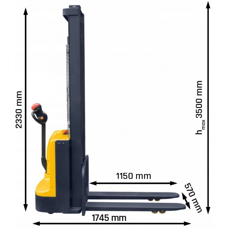 Empilhador elétrico de mastro Q12E35 (capacidade de carga de 1200 kg, altura de elevação de 3500 mm)