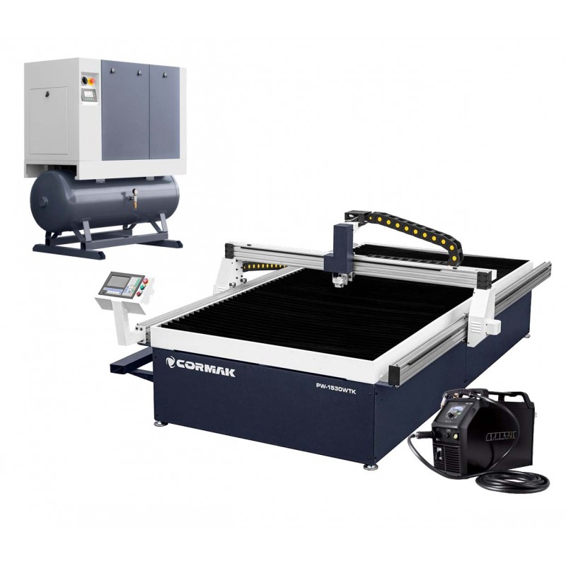 Wypalarka plazmowa PW-1530 WTK 1500x3000 ze stołem wodnym + kompresor Luft 1000 + źródło SPARTUS ProCUT 125CNC