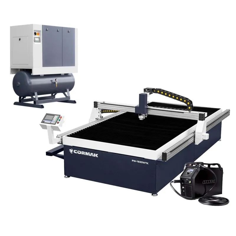Máquina de corte a plasma PW-1530 WTK + compressor Luft 1000 + fonte SPARTUS ProCUT 125CNC
