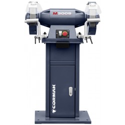 Lixadeira industrial de dois discos CORMAK M300S com base e sistema de aspiração de aparas e limalhas de metal MDC750 400 V