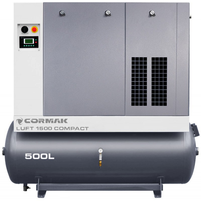 Compressor de parafuso com secador e depósito de 500 L - LUFT 1500 COMPACT 11 kW - 1580 L/min