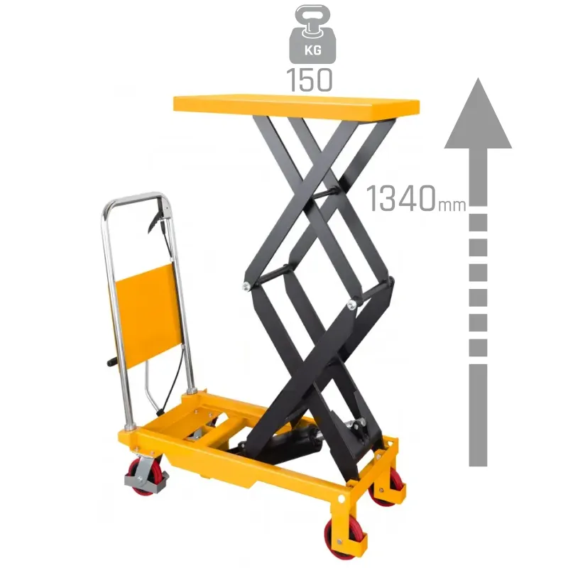 Carro elevador de plataforma tipo tesoura TA1513 (capacidade de carga de 150 kg, altura de elevação de 1340 mm)