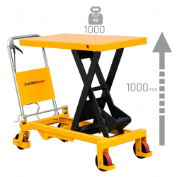 Carro elevador de tesoura com plataforma TA100 (capacidade de carga de 1000 kg, altura de elevação de 1000 mm)