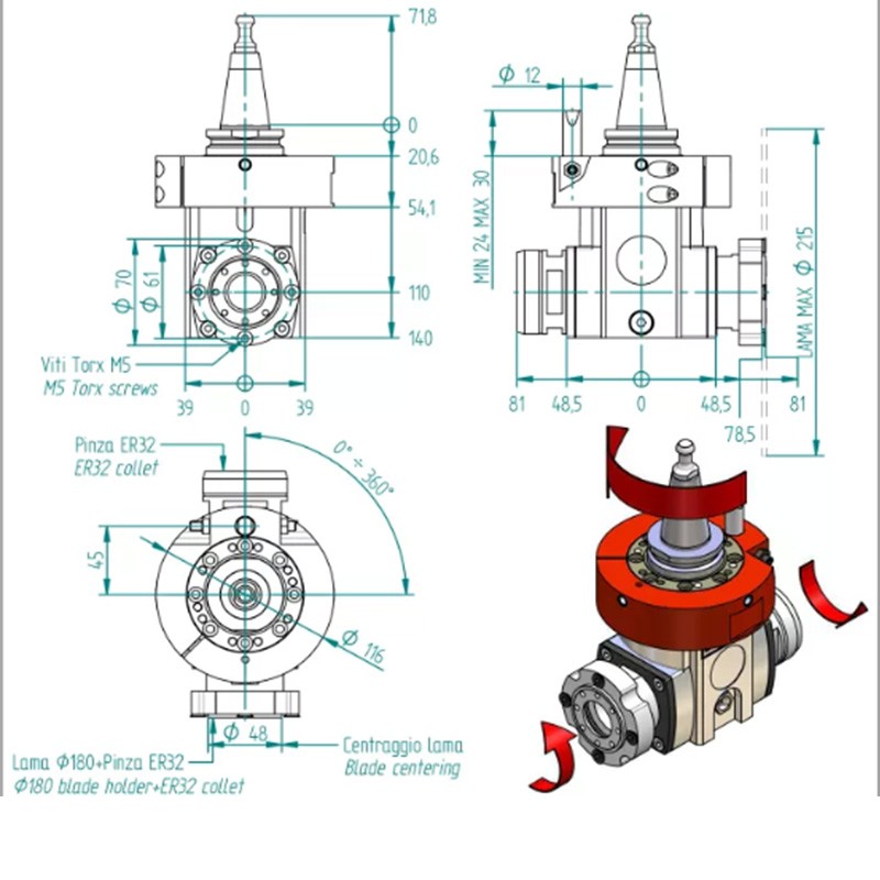 Unidade CNC ISO30 1xER32 + serra H6314H0402