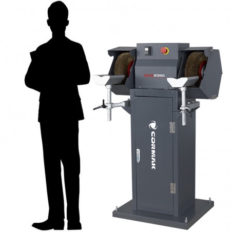Lixadeira industrial de dois discos com escovas e desbastadora BMS2080 com base
