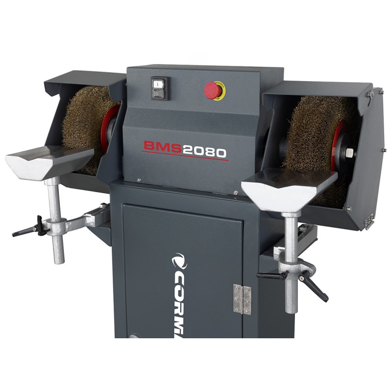 Lixadeira industrial de dois discos com escovas e desbastadora BMS2080 com base