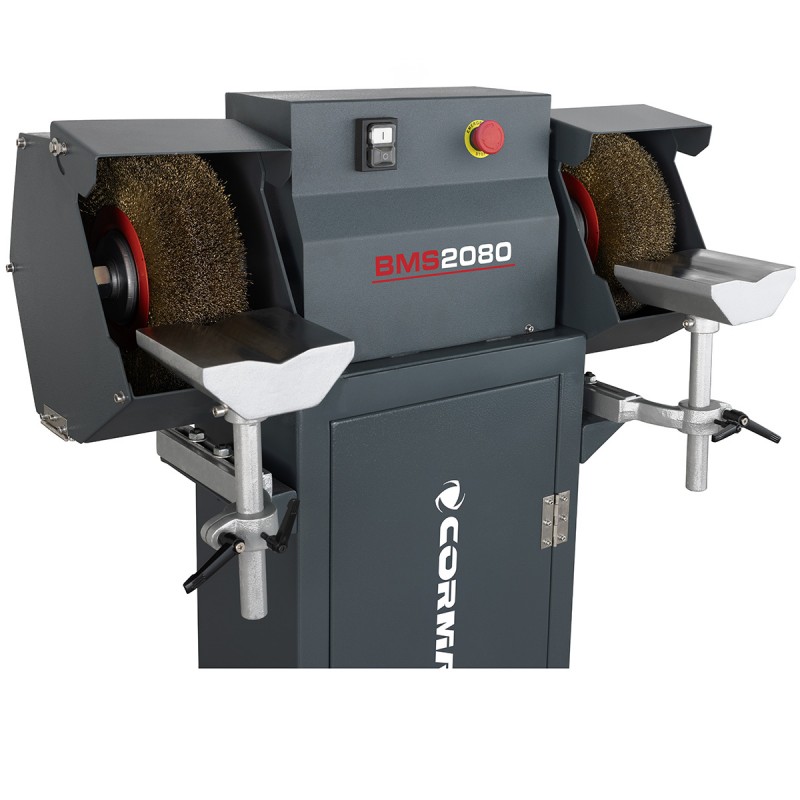 Lixadeira industrial de dois discos com escovas e desbastadora BMS2080 com base