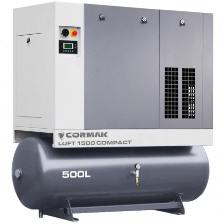 Compressor de parafuso com secador e depósito de 500 L - LUFT 1500 COMPACT 11 kW - 1580 L/min