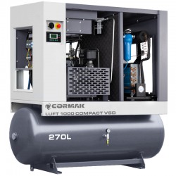 Compressor de parafuso com secador, variador de frequência e depósito de 270 L - LUFT 1000 VSD COMPACT 7,5 kW - 950 L/min