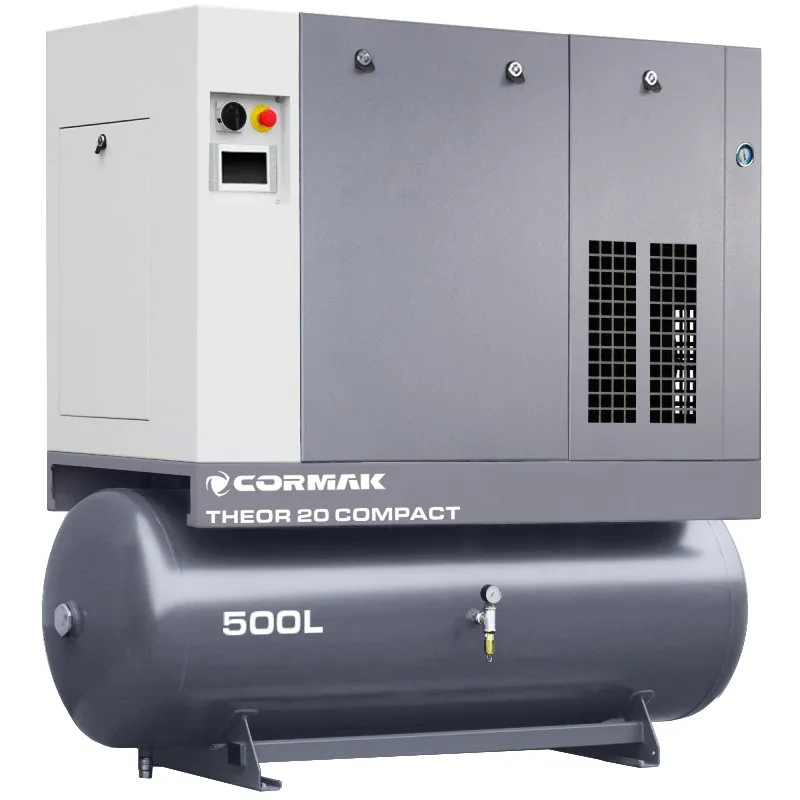 Compressor de parafuso com secador e reservatório de 500 L - THEOR 20 COMPACT - 15 kW - 2000 L/min.