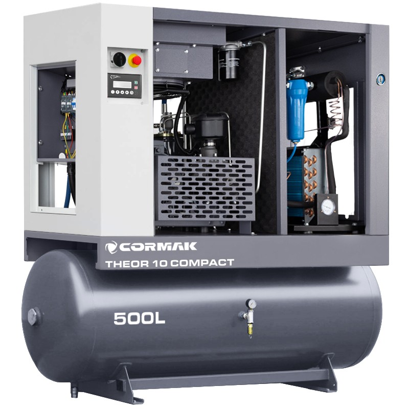 Compressor de parafuso com secador THEOR 10 COMPACT - 7,5 kW - 950 l/min. reservatório de 500 l