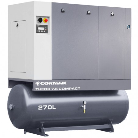 Compressor de parafuso com secador THEOR 7,5 COMPACT - 5,5 kW - 650 l/min. reservatório de 270 l