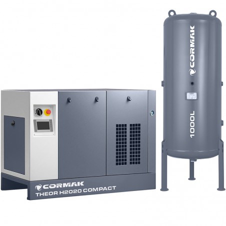 Compressor de alta pressão de parafuso de 22 kW - 20 bar COMPACT com secador e depósito de 1000 L para máquinas de corte a laser