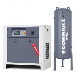 Compressor de parafuso LUFT 700 - 5,5 kW - 650 l/min + Reservatório de pressão vertical de 270 l