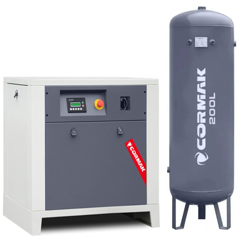Compressor de parafuso LUFT 700 - 5,5 kW - 650 l/min + Cilindro vertical de ar comprimido de 200 l