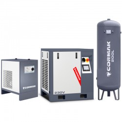 Sprężarka śrubowa z falownikiem LUFT 400 - 3,0kW - 380L/min. 230V + Osuszacz ziębniczy N10S + Zbiornik ciśnieniowy pionowy 200 L