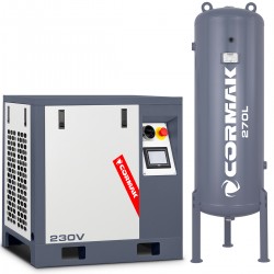 Compressor de parafuso com inversor LUFT 400 - 3,0 kW - 380 l/min. 230 V + Reservatório de pressão vertical de 270 l