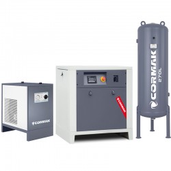 Sprężarka śrubowa LUFT 700 - 5,5kW - 650 L/min. + Osuszacz ziębniczy N10S + Zbiornik ciśnieniowy pionowy 270 L