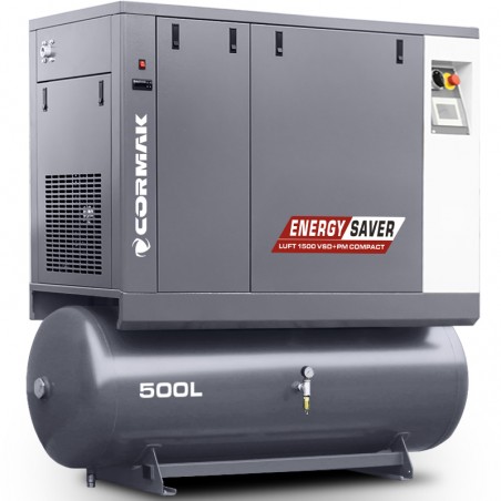 Compressor de parafuso com secador e depósito de 500 L - LUFT 1500 VSD+PM COMPACT 11 kW - 1580 L/min