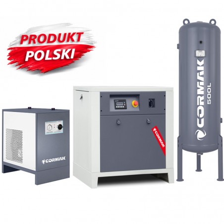 Sprężarka śrubowa LUFT 1000 - 7,5kW - 950 L/min. + Osuszacz ziębniczy N10S + Butla pionowa na sprężone powietrze 500 L