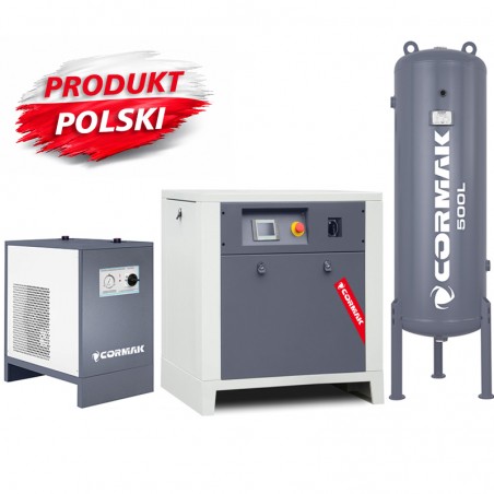 Sprężarka śrubowa z falownikiem LUFT 1000 - 7,5kW - 950 L/min. + Osuszacz ziębniczy N10S + Zbiornik ciśnieniowy pionowy 500 L