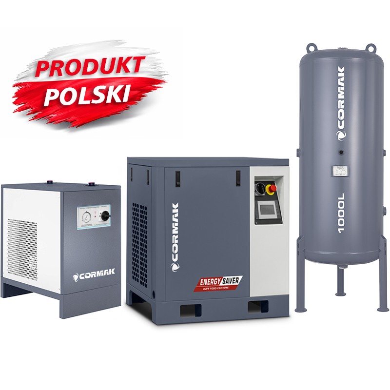 Sprężarka śrubowa LUFT 1000 VSD+PM - 7,5kW - 950L/min. + Osuszacz ziębniczy N10S + Zbiornik ciśnieniowy pionowy 1000 L