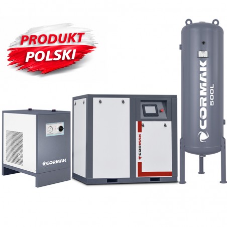 Sprężarka śrubowa z falownikiem THEOR 50 - 37kW - 7000 L/min. + Osuszacz ziębniczy N50S + Zbiornik ciśnieniowy pionowy 500L