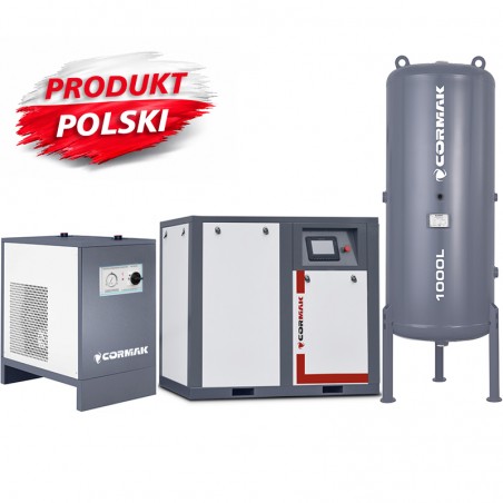 Sprężarka śrubowa z falownikiem THEOR 50 - 37kW - 7000 L/min. + Osuszacz ziębniczy N50S + Zbiornik ciśnieniowy pionowy 1000L