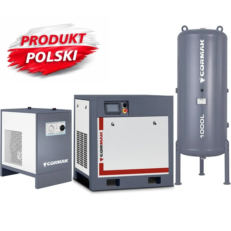 Sprężarka śrubowa z falownikiem THEOR 30 - 22kW - 3200 L/min. + Osuszacz ziębniczy N30S + Zbiornik ciśnieniowy pionowy 1000L