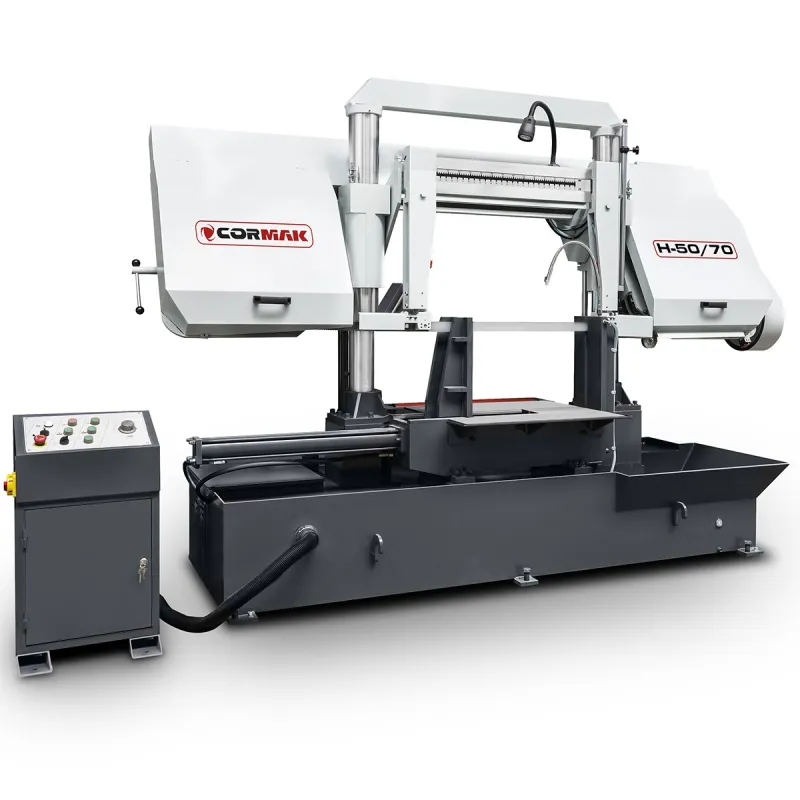 Serra de fita industrial semiautomática de duas colunas, serra de fita para metal CORMAK H-50/70