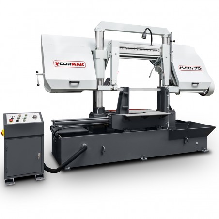 Serra de fita industrial semiautomática de duas colunas, serra de fita para metal CORMAK H-50/70