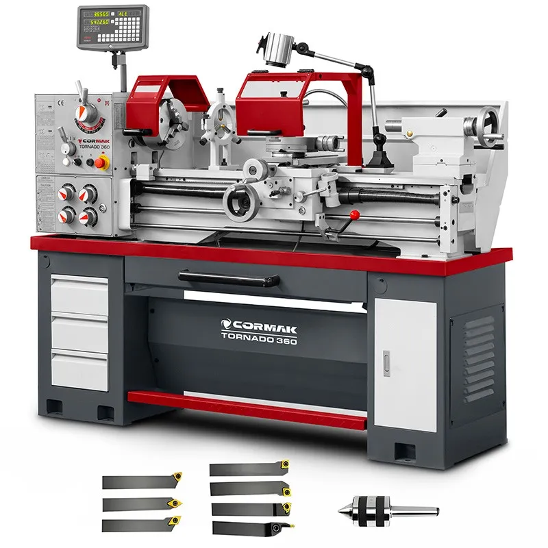 Torno universal convencional CORMAK TORNADO 360x1000 PLUS + lâminas + espiga rotativa