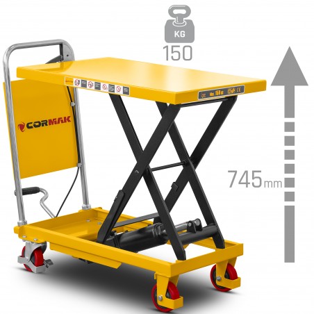 Carro elevador de plataforma tipo tesoura TA15B (capacidade de carga de 150 kg, altura de elevação de 745 mm)