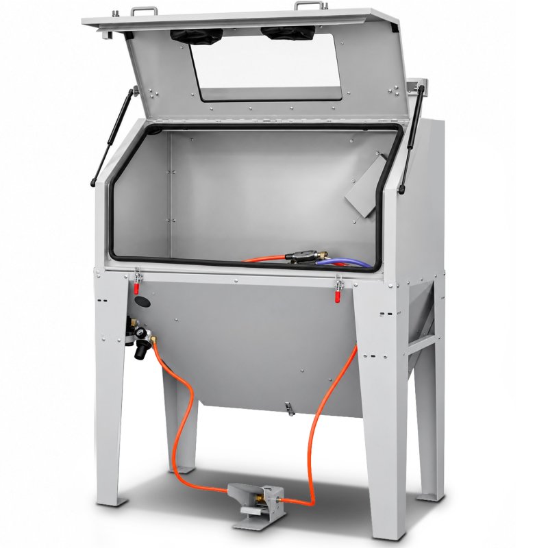 Máquina de jato de areia com cabina de 420 L - abertura superior KDP420 + sistema de exaustão DC15