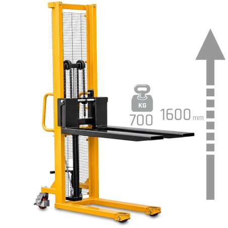 Empilhador de paletes com mastro P716 (capacidade de carga de 700 kg, altura de elevação de 1600 mm)