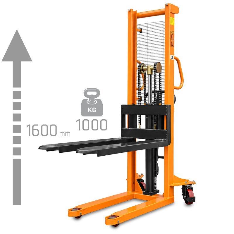 Empilhador manual de mastro WRHS 1610 (capacidade de carga de 1000 kg, altura de elevação de 1600 mm)