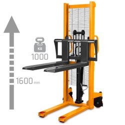 Masztowy wózek paletowy ręczny WRHS 1016 z regulowanymi widłami (udźwig 1000 kg, podnoszenie 1600 mm)