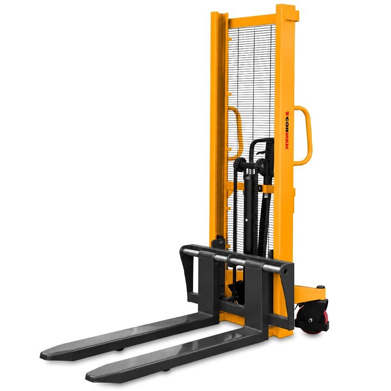 Masztowy wózek paletowy ręczny WRHS 1016 z regulowanymi widłami (udźwig 1000 kg, podnoszenie 1600 mm)