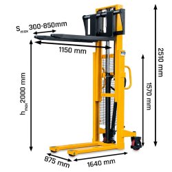 Porta-paletes com mastro WRHS 1020  (capacidade de carga de 1000 kg, altura de elevação de 2000 mm)