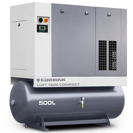 Compressor de parafuso com secador e depósito de 500 L - LUFT 1500 COMPACT 11 kW - 1580 L/min