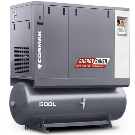 Compressor de parafuso com secador e depósito de 500 L - LUFT 1500 VSD+PM COMPACT 11 kW - 1580 L/min