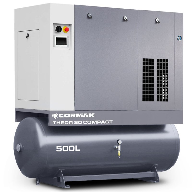 Compressor de parafuso com secador, inversor e depósito de 500 L - THEOR 20 COMPACT - 15 kW - 2000 L/min.