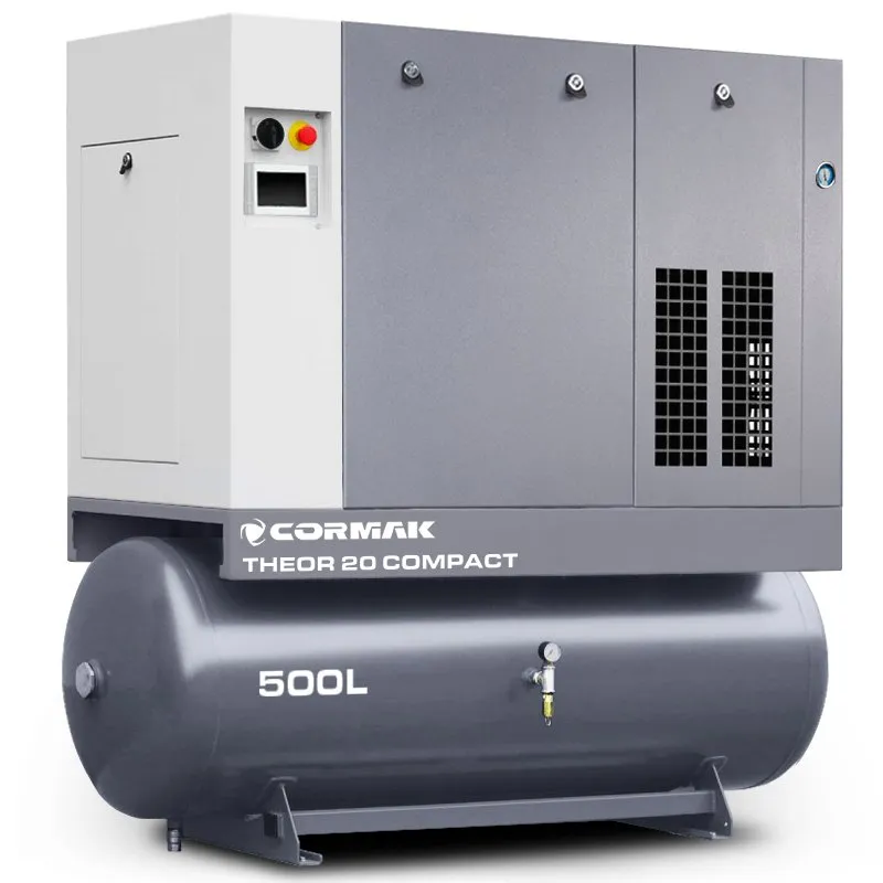Compressor de parafuso com secador, inversor e depósito de 500 L - THEOR 20 COMPACT - 15 kW - 2000 L/min.