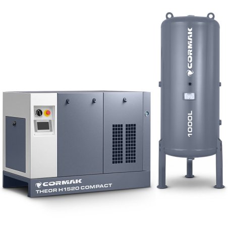 Compressor de alta pressão de parafuso de 15 kW - 20 bar COMPACT com secador e depósito de 1000 L para máquinas de corte a laser