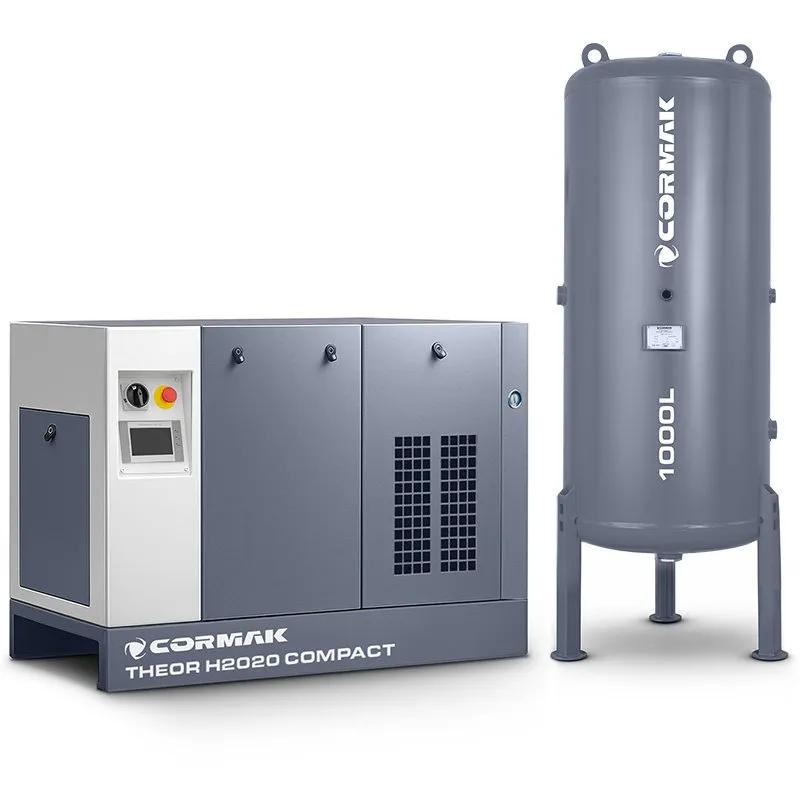Compressor de alta pressão de parafuso de 22 kW - 20 bar COMPACT com secador e depósito de 1000 L para máquinas de corte a laser