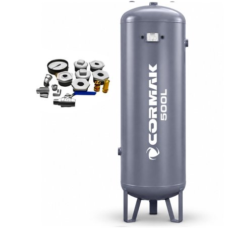 Reservatório vertical de ar comprimido para compressor, 20 bar, 500 L + acessórios