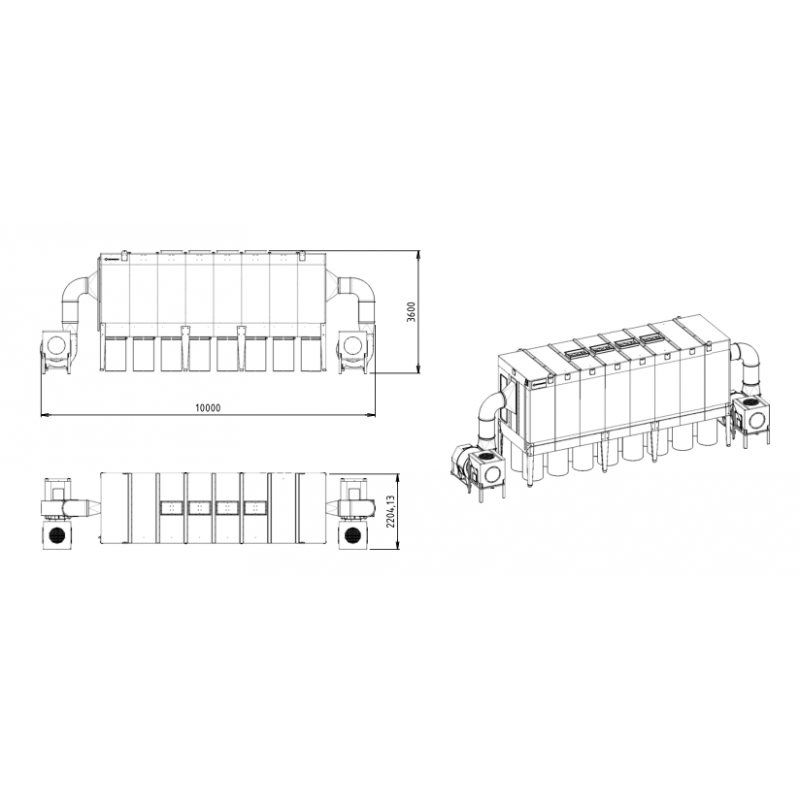 Aspirador industrial para aparas e serradura Vibra Motor DCV52200 m³/h PREMIUM 140 HP