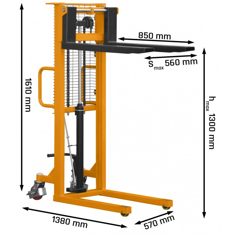 Masztowy wózek paletowy CORMAK P513 (udźwig 500 kg, unoszenie 1300 mm)